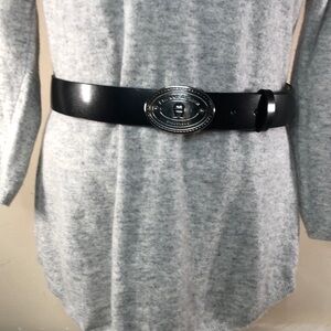 Etienne Aigner Black Leather Belt